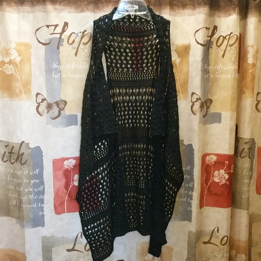 Black crochet vest